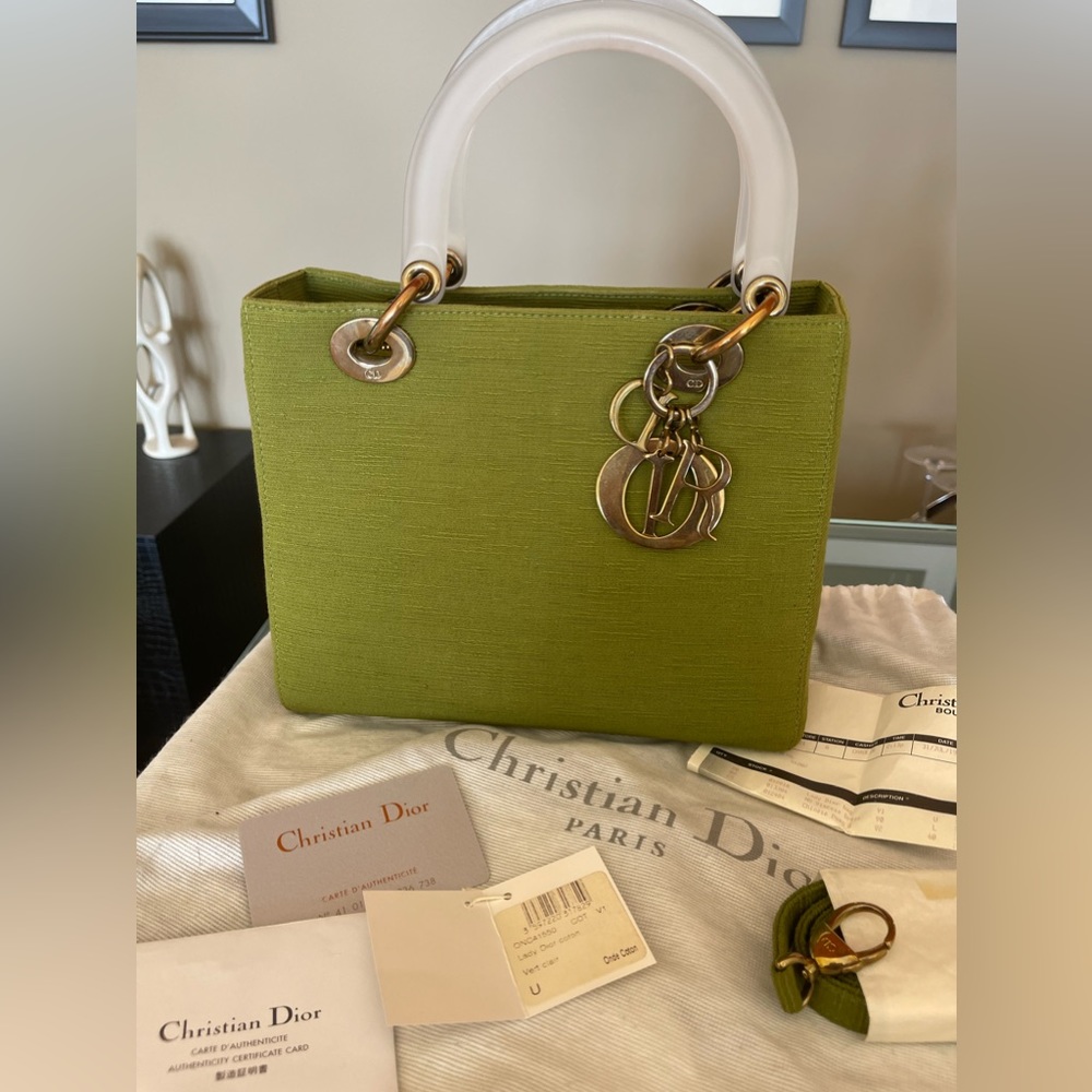 Vintage CHRISTIAN DIOR GREEN LADY DIOR BAG - Picture 2 of 11